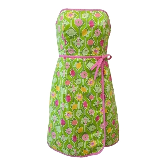 Lilly Pulitzer strapless wrap floral pink green dress size 0 - Picture 1 of 9